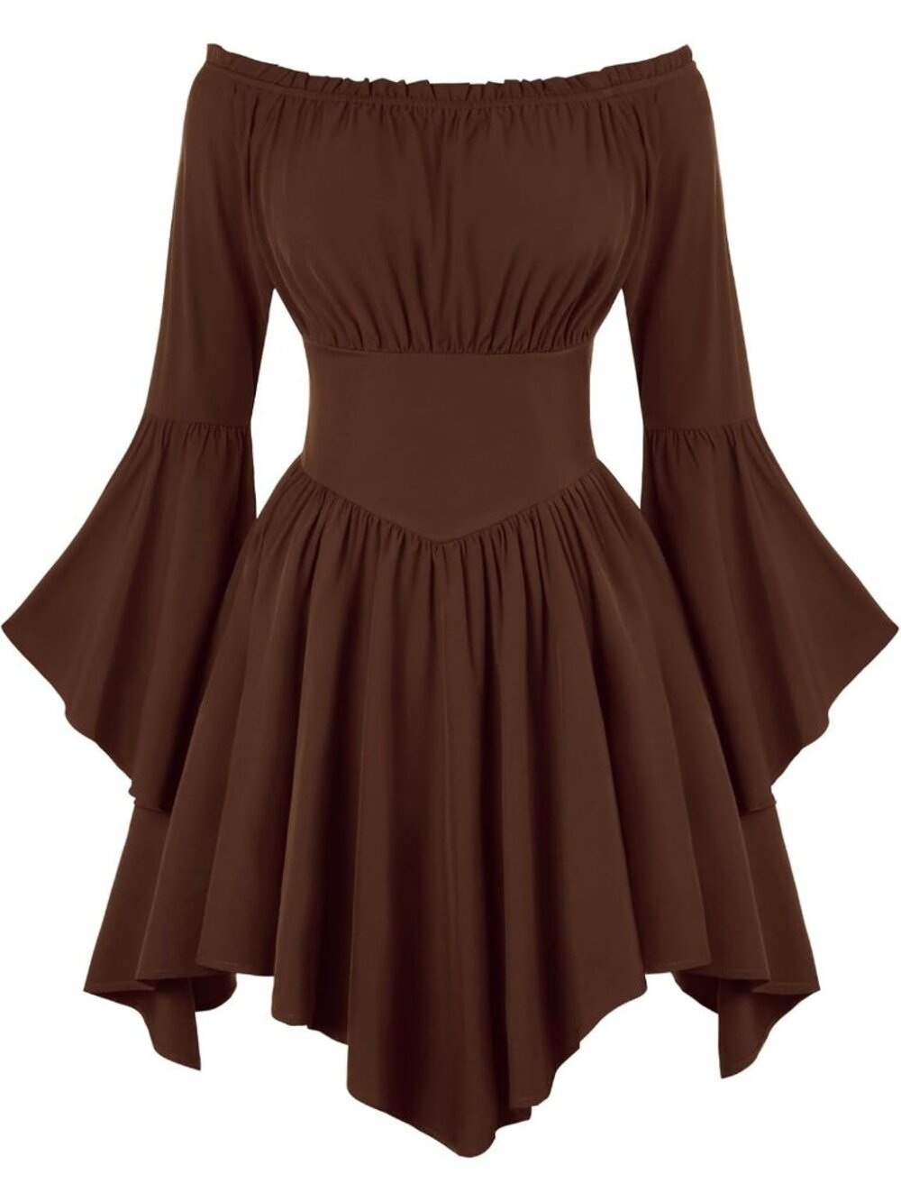 Women's Coffee Renaissance Off Shoulder Bell Sleeves Medieval Halloween Goth